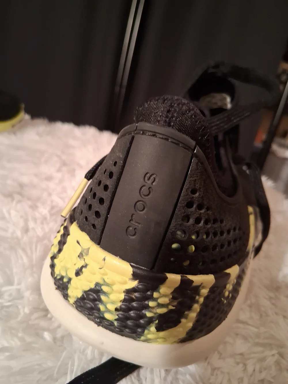 CROCS Black and Yellow LiteRide Slip-On Sneakers